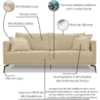 Sofa Liv 3 Lugares 200cm Pes Aço Linho 233 Dourado Ezz