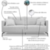 Sofa Liv 3 Lugares 200cm Pes Aço Linho 233 Grigio Ezz