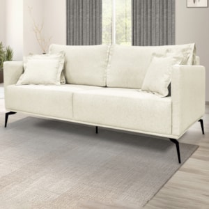 Sofa Liv 3 Lugares 200cm Pes Aço Linho 233 Natural Ezz