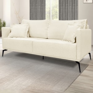 Sofa Liv 3 Lugares 200cm Pes Aço Linho 233 Perola Ezz