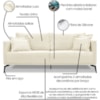 Sofa Liv 3 Lugares 220cm Pes Aço Linho 234 Perola Ezz