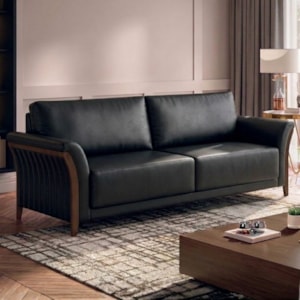 Sofá Living 2 Lugares Royal 162 cm Pes Madeira Courino TCS 724 MOLL