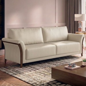Sofá Living 2 Lugares Royal 162 cm Pes Madeira Courino TCS 725 MOLL