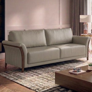 Sofá Living 2 Lugares Royal 162 cm Pes Madeira Courino TCS 726 MOLL