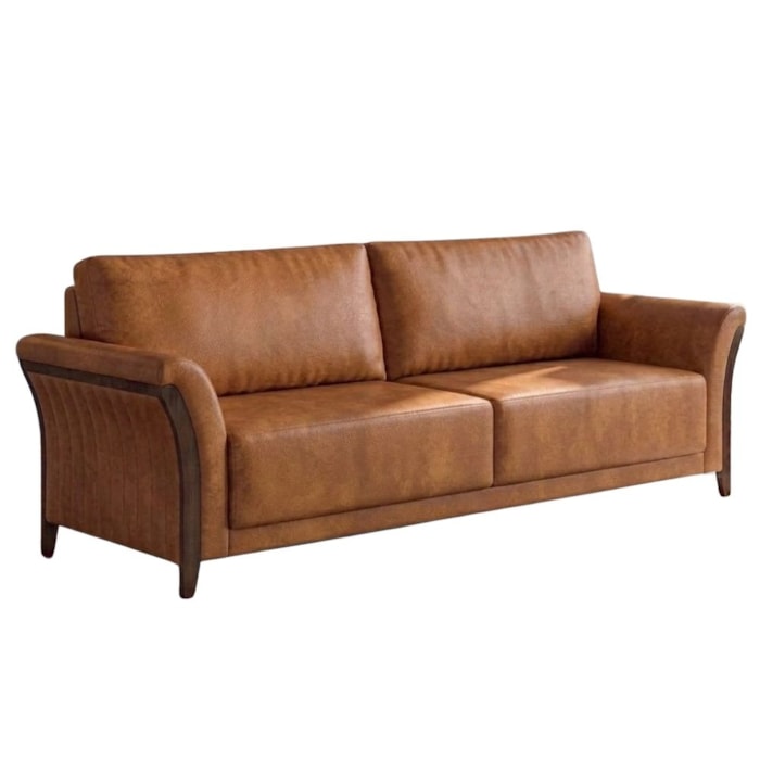 Sofá Living 2 Lugares Royal 162 cm Pes Madeira Courino TCS 727 MOLL