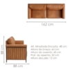 Sofá Living 2 Lugares Royal 162 cm Pes Madeira Courino TCS 727 MOLL