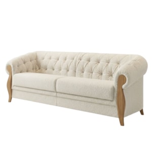 Sofá Living Capitone 2 Lugares Milano 188 cm Pes Madeira Boucle TCE 1010 MOLL