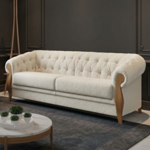 Sofá Living Capitone 2 Lugares Milano 188 cm Pes Madeira Boucle TCE 1010 MOLL
