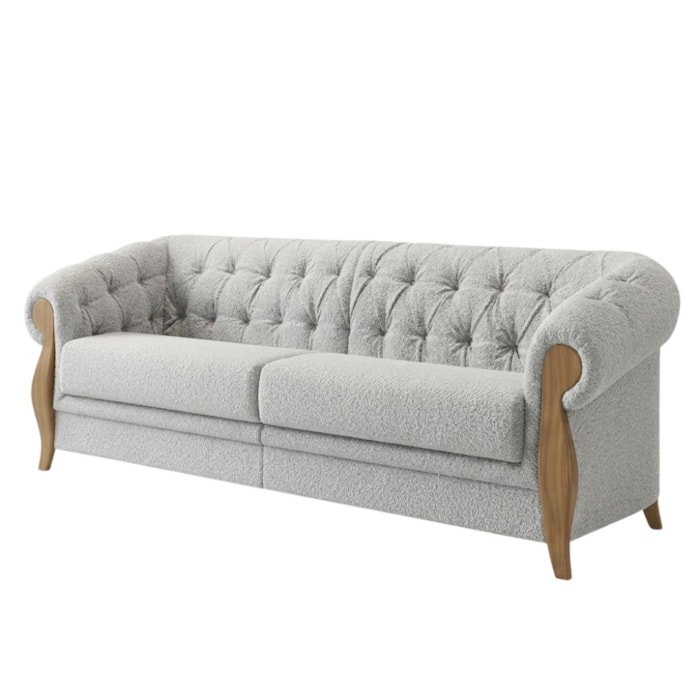 Sofá Living Capitone 2 Lugares Milano 188 cm Pes Madeira Boucle TCE 1018 MOLL