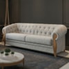 Sofá Living Capitone 2 Lugares Milano 188 cm Pes Madeira Boucle TCE 1018 MOLL