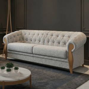 Sofá Living Capitone 2 Lugares Milano 188 cm Pes Madeira Boucle TCE 1018 MOLL