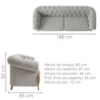 Sofá Living Capitone 2 Lugares Milano 188 cm Pes Madeira Boucle TCE 1018 MOLL