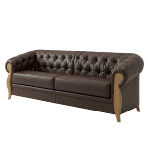 Sofá Living Capitone 2 Lugares Milano 188 cm Pes Madeira Courino TCS 721 MOLL