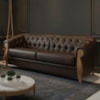 Sofá Living Capitone 2 Lugares Milano 188 cm Pes Madeira Courino TCS 721 MOLL