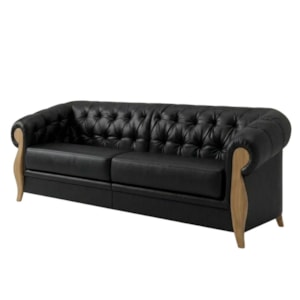 Sofá Living Capitone 2 Lugares Milano 188 cm Pes Madeira Courino TCS 724 MOLL