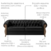Sofá Living Capitone 2 Lugares Milano 188 cm Pes Madeira Courino TCS 724 MOLL