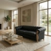 Sofá Living Capitone 2 Lugares Milano 188 cm Pes Madeira Courino TCS 724 MOLL