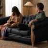 Sofá Living Capitone 2 Lugares Milano 188 cm Pes Madeira Courino TCS 724 MOLL