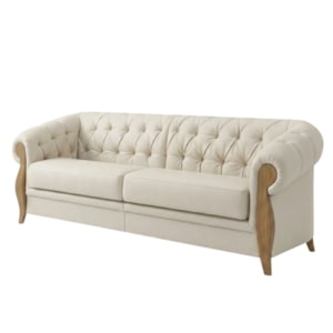 Sofá Living Capitone 2 Lugares Milano 188 cm Pes Madeira Courino TCS 725 MOLL