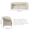Sofá Living Capitone 2 Lugares Milano 188 cm Pes Madeira Courino TCS 725 MOLL