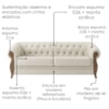 Sofá Living Capitone 2 Lugares Milano 188 cm Pes Madeira Courino TCS 725 MOLL