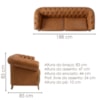 Sofá Living Capitone 2 Lugares Milano 188 cm Pes Madeira Courino TCS 727 MOLL