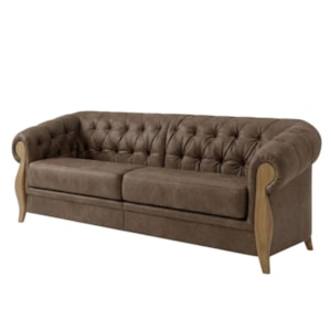 Sofá Living Capitone 2 Lugares Milano 188 cm Pes Madeira Courino TCS 729 MOLL