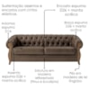 Sofá Living Capitone 2 Lugares Milano 188 cm Pes Madeira Courino TCS 729 MOLL