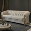 Sofá Living Capitone 2 Lugares Milano 188 cm Pes Madeira Linho TCS 701 MOLL