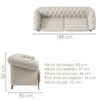 Sofá Living Capitone 2 Lugares Milano 188 cm Pes Madeira Linho TCS 701 MOLL