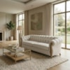 Sofá Living Capitone 2 Lugares Milano 188 cm Pes Madeira Linho TCS 701 MOLL