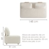 Sofá Modular 2 Lugares Block 148 cm Pes Madeira Boucle TCE 1010 MOLL