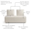 Sofá Modular 2 Lugares Block 148 cm Pes Madeira Boucle TCE 1010 MOLL