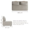 Sofá Modular 2 Lugares Block 148 cm Pes Madeira Boucle TCE 1018 MOLL