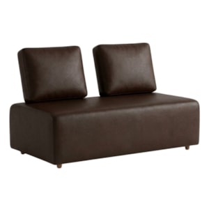 Sofá Modular 2 Lugares Block 148 cm Pes Madeira Courino TCS 721 MOLL