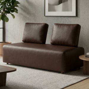 Sofá Modular 2 Lugares Block 148 cm Pes Madeira Courino TCS 721 MOLL
