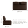 Sofá Modular 2 Lugares Block 148 cm Pes Madeira Courino TCS 721 MOLL