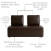 Sofá Modular 2 Lugares Block 148 cm Pes Madeira Courino TCS 721 MOLL