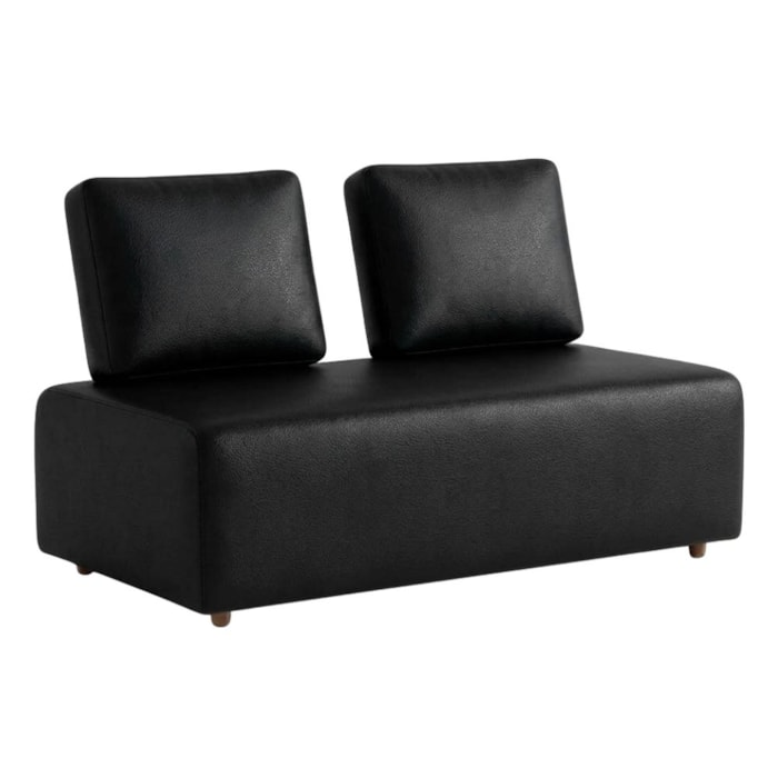 Sofá Modular 2 Lugares Block 148 cm Pes Madeira Courino TCS 724 MOLL