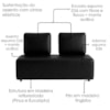 Sofá Modular 2 Lugares Block 148 cm Pes Madeira Courino TCS 724 MOLL