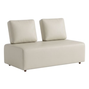 Sofá Modular 2 Lugares Block 148 cm Pes Madeira Courino TCS 725 MOLL