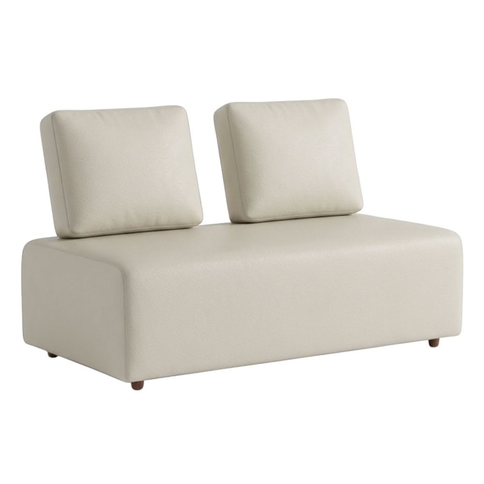 Sofá Modular 2 Lugares Block 148 cm Pes Madeira Courino TCS 725 MOLL