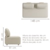 Sofá Modular 2 Lugares Block 148 cm Pes Madeira Courino TCS 725 MOLL