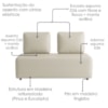 Sofá Modular 2 Lugares Block 148 cm Pes Madeira Courino TCS 725 MOLL