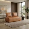 Sofá Modular 2 Lugares Block 148 cm Pes Madeira Courino TCS 727 MOLL