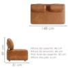 Sofá Modular 2 Lugares Block 148 cm Pes Madeira Courino TCS 727 MOLL