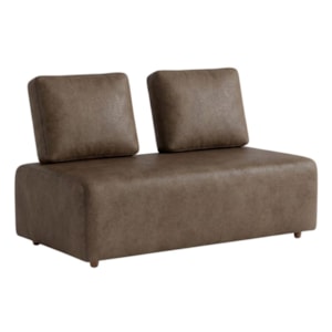 Sofá Modular 2 Lugares Block 148 cm Pes Madeira Courino TCS 729 MOLL