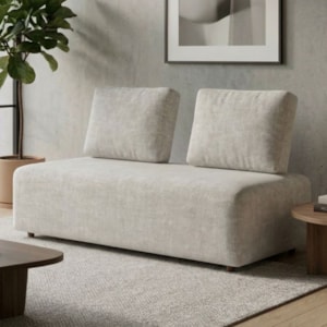 Sofá Modular 2 Lugares Block 148 cm Pes Madeira Linho TCS 701 MOLL