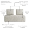 Sofá Modular 2 Lugares Block 148 cm Pes Madeira Linho TCS 701 MOLL