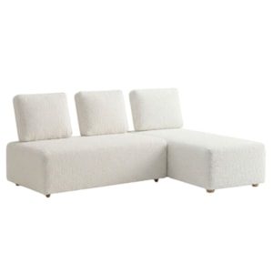 Sofa Modular 2 Lugares E Chaise Block Pes Madeira Boucle TCE 1010 MOLL